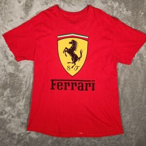 Ferrari Graphic T-Shirt Mens XL Red Excellent Scuderia Shield Logo Short Sleeve